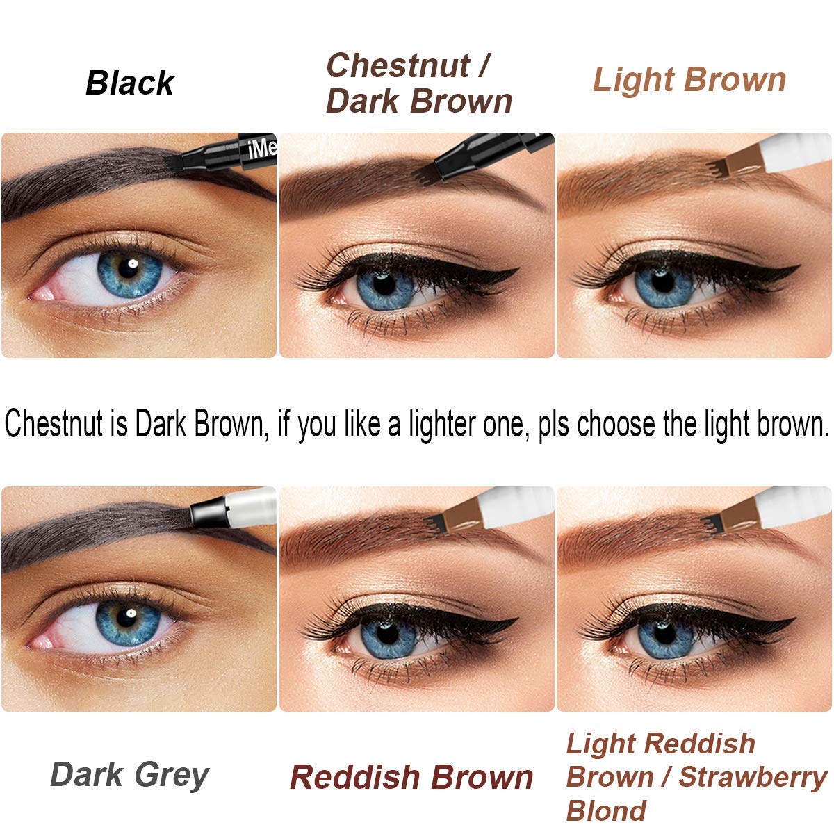 iMethod Eyebrow Pen - iMethod Eyebrow Pencil with a Micro-Fork Tip Applicator Creates Natural Looking Brows Effortlessly and Stays on All Day, Reddish Brown