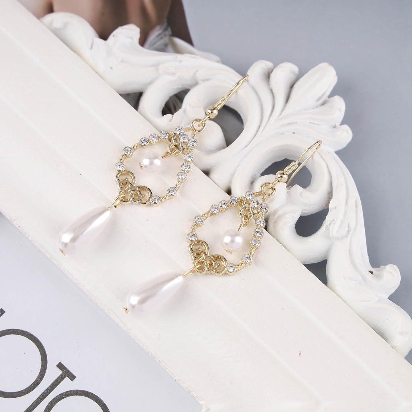 Vintage Crystal Pearl Drop Earrings Teardrop Pearl Earrings Gold Long Tassel Pearl Earrings Cz Pearl Teardrop Bridal Earrings Jewelry for Women