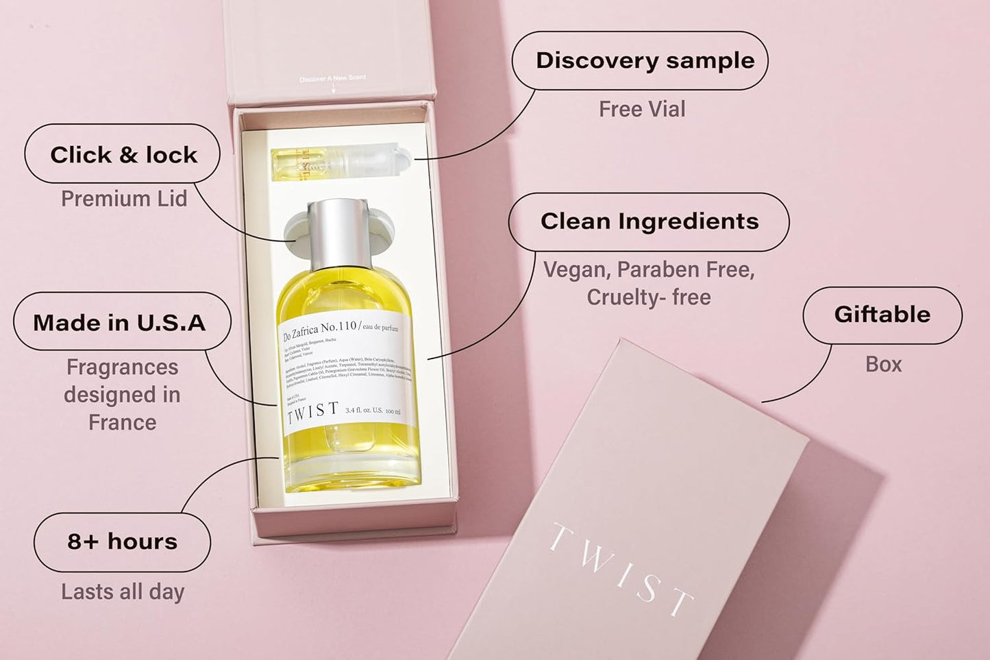 Twist Do Zafrica No. 110 - Eau De Parfum Inspired by Byrdo Bal d'Afrique, Long-Lasting Perfume For Women & Men, Paraben Free, Vegan, Clean Ingredients, Unisex, Fragrance - 100 ml | 3.4 fl. oz.
