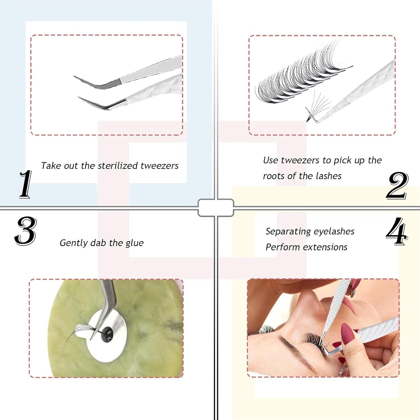 Lash Tweezers For Eyelash Extensions Fiber Tip Lash Tweezers For Women Precision Tweezers Professional Craft Tweezers, Fiber Tip Japanese Steel (White-90 Degree)