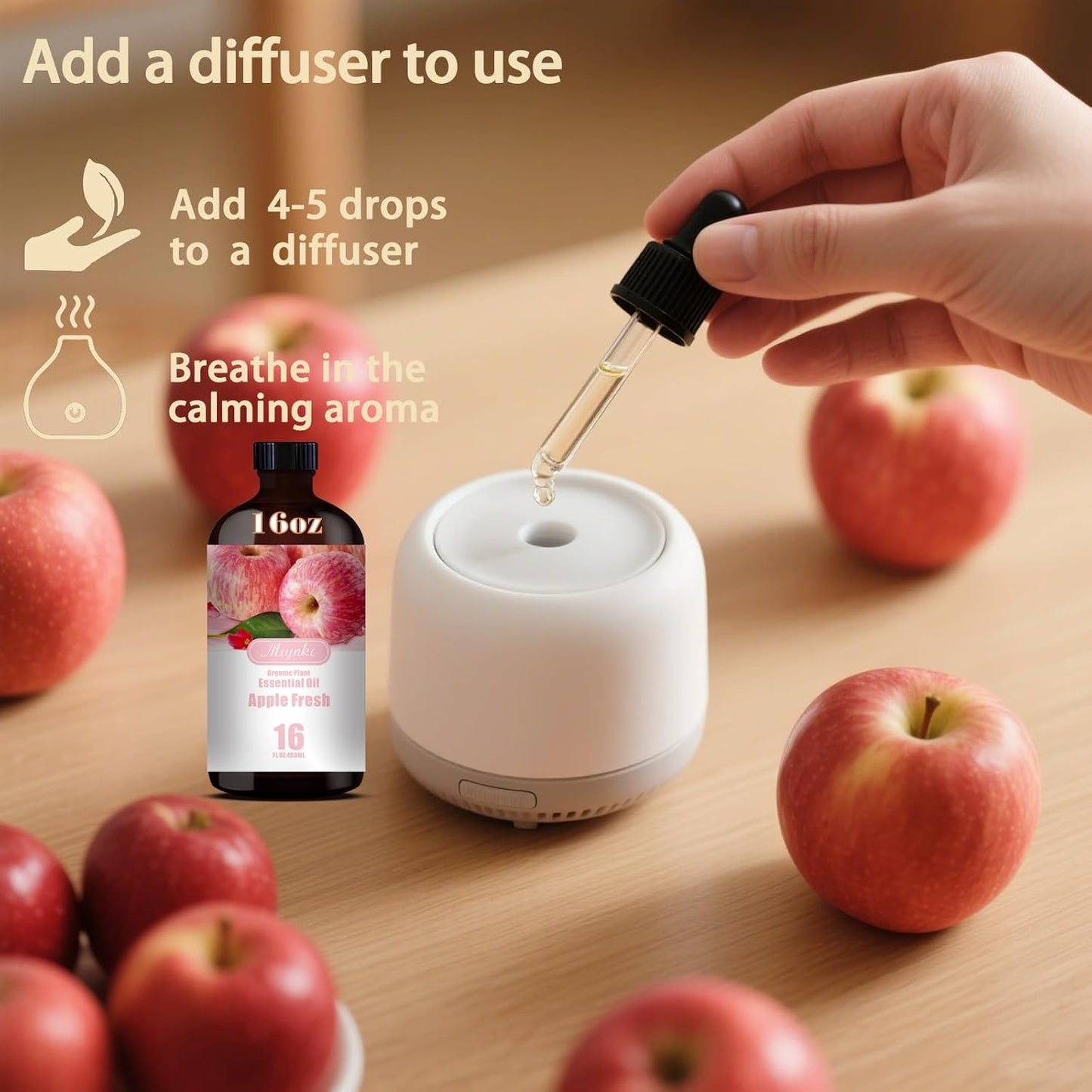 Apple Fragrance Oil-Apple Essential Oil 16.33oz (490ml)-100% Pure Natural Scent for Diffusers, Candles, Soap Making & Aromatherapy-Relaxing Home & Gift Essential Oil for Bath, Massage