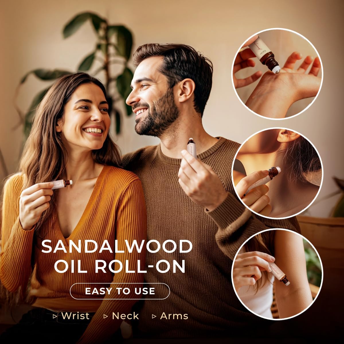 Gya Labs Sandalwood Essential Oil Roll On for Calming Essence Anywhere - Skincare and Captivating Scent for Both Women and Men - (0.34 Fl Oz) - Cruelty-Free, 100% Natural and Quality Assured