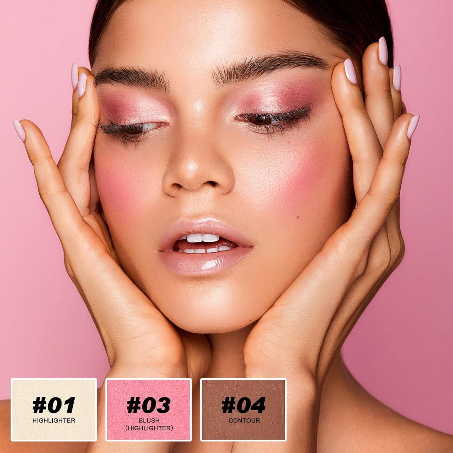 3 Colors Cream Contour Stick, Shades with Highlighter Stick,Blush Stick and Bronzer Contour Stick for Sculpt the Cheeks,Long Lasting,Waterproof,Matte & Dewy Finish for Women (LIGHT(1+3+4))