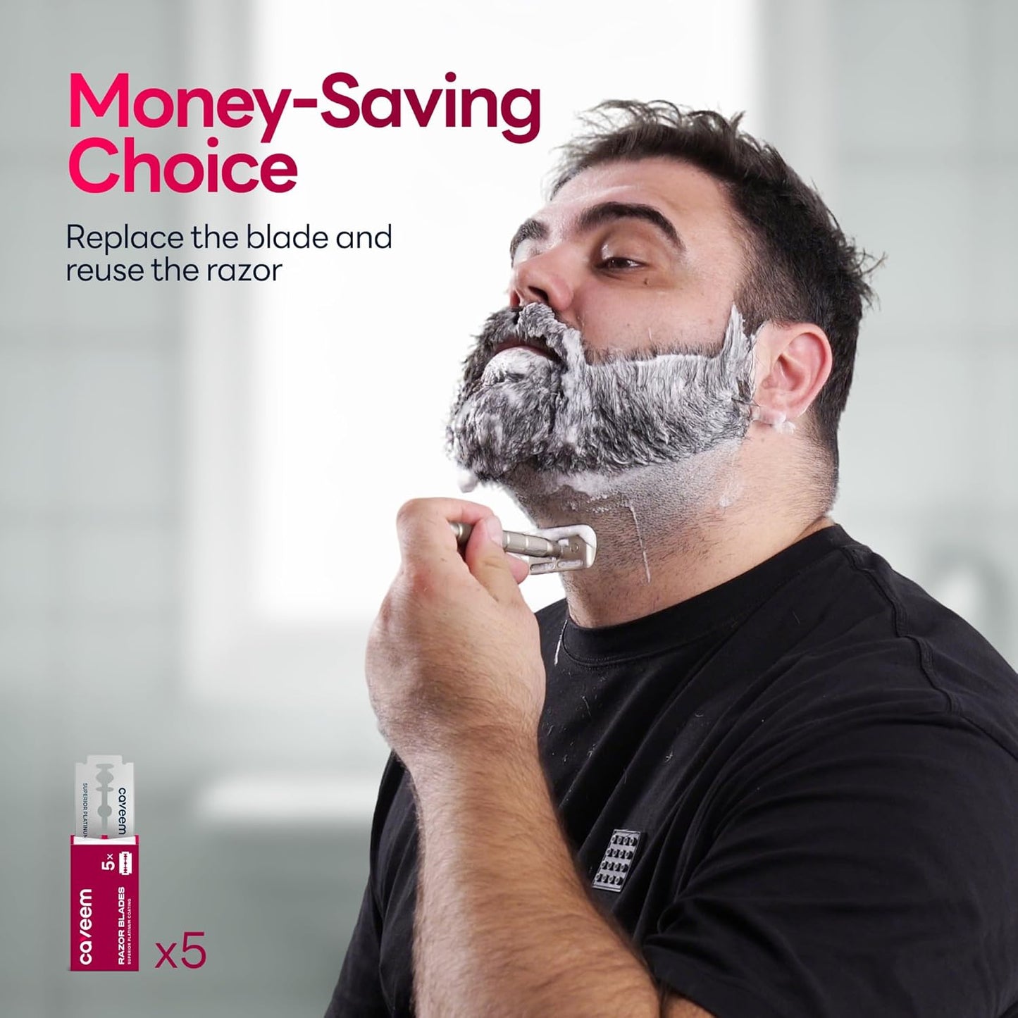 Double-Edge Safety Razor, Single-Blade Razors with 5 Stainless Steel Safety Razor Blades for Men and Women, Reusable Metal Razor – Silver Matt