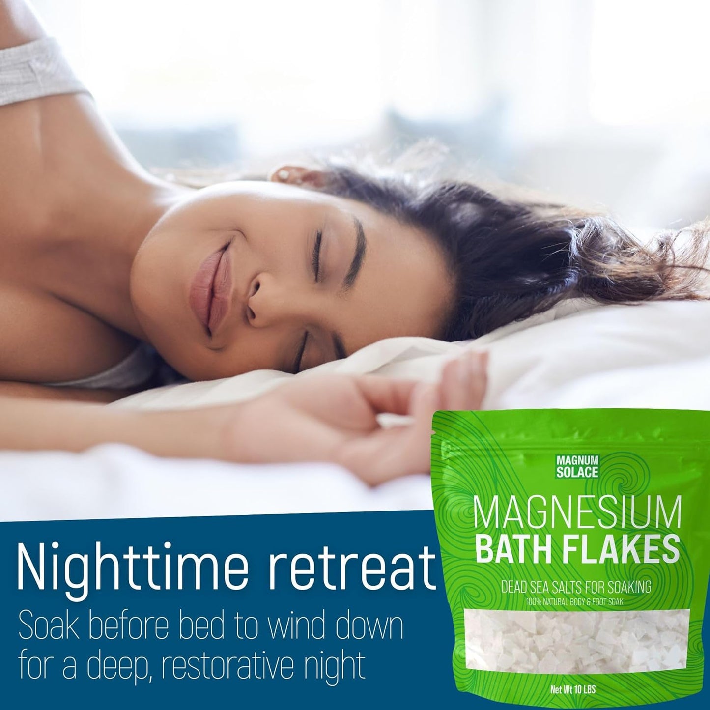 Magnesium Flakes for Bath - Magnesium Chloride Flakes - Dead Sea Salts for Soaking, 10 LBS