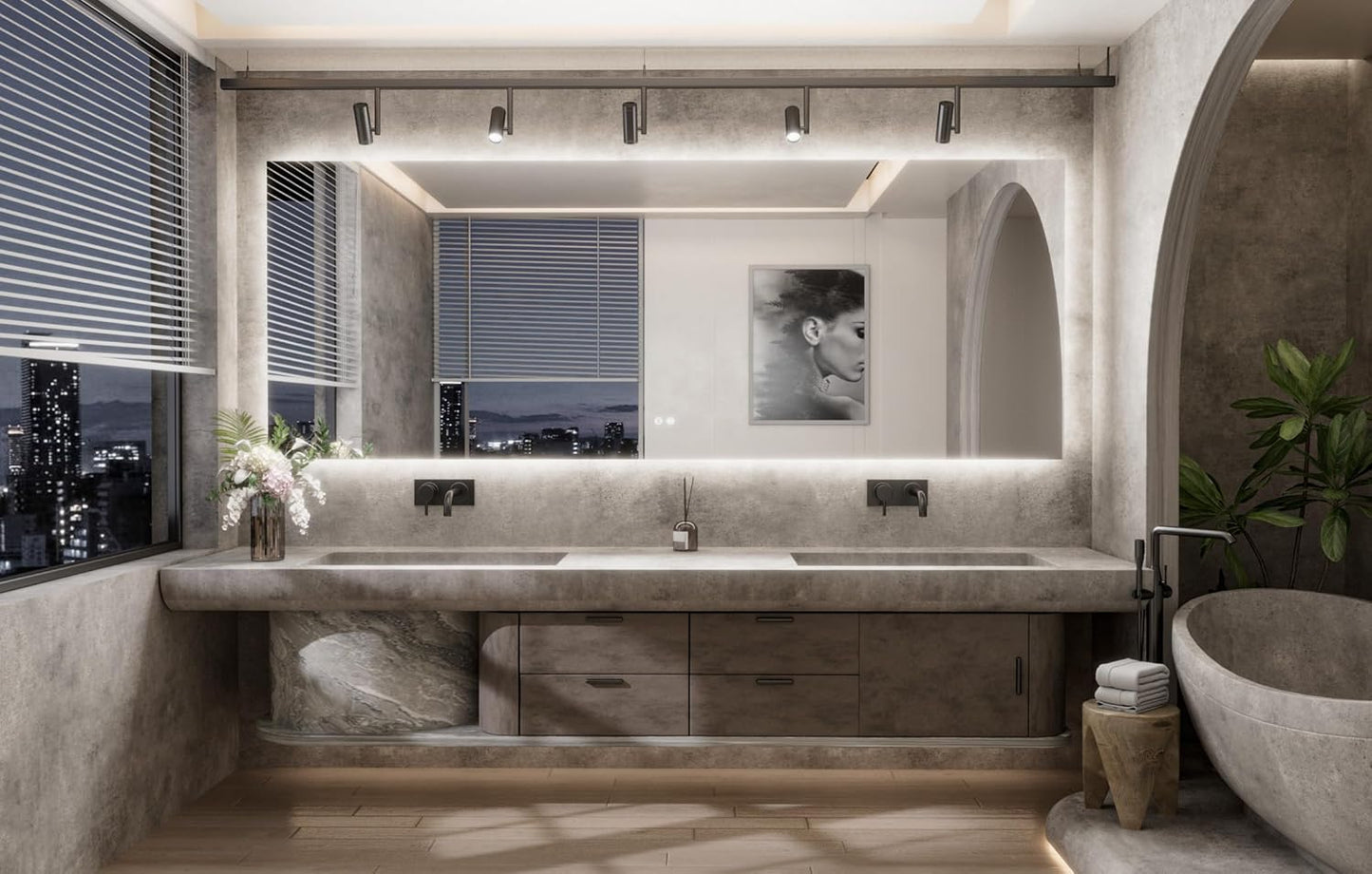 TETOTE 94 x 36 Inch LED Backlit Bathroom Mirror with Lights,Anti-Fog Lighted Mirror,Dimmable,Vanity Mirror,Wall Mounted