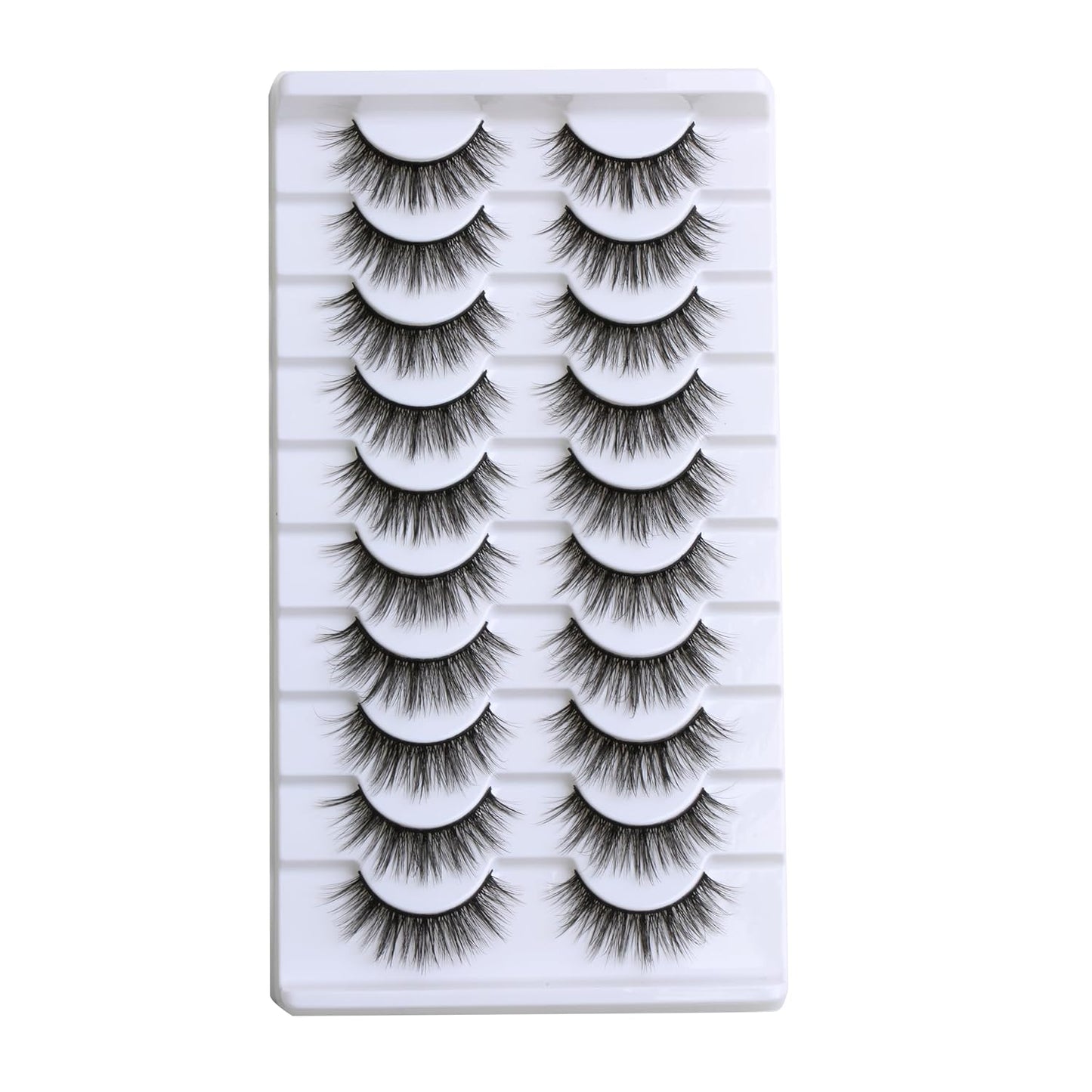 SUNWELL False Eyelashes 14mm Mink Lashes Natural Look 3D Faux Mink Lashes Manga Lashes Strips Soft Wispy Luxury Volume Fake Lashes 10 Pairs Pack