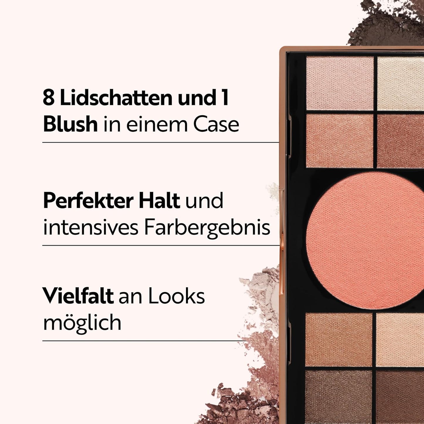 M. Asam Magic Finish Elegant Vibes Palette (8 x 0.03 oz + 1x 0.14g) - Eye Shadow Palette, 8 Harmonizing Eyeshadow Shades & Blush, High Color Payoff, Satin-touch Texture, Enriched With Vitamin E