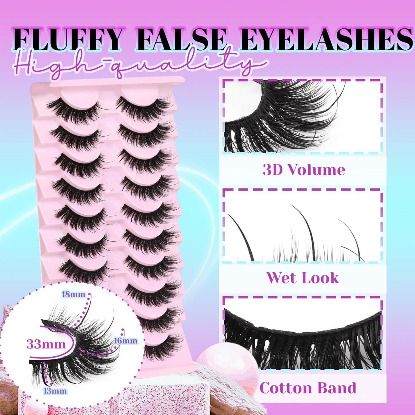 Losha Lashes Fluffy False Eyelashes 10 Pairs Spiky Cat Eye Lashes Kit with Lash Glue and Lash Tweezers 3D Volume Fake Eyelashes Soft Faux Mink Lashes Pack (Bold)