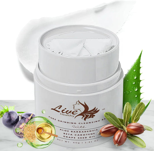 Live Healthy Grinding Makeup Remover Balm, Moisturizing Oil Cleanser, Korean Skin Care Makeup Cleansing Balm for Face, Non-Greasy and Soft Sorbet Texture Hydrating Facial Wash, 1.7 Fl Oz