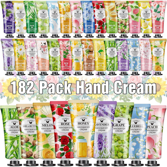182 Pack Hand Cream Set For Women, Hand Lotion for Bridal Shower Favors, Thank You Gifts, Bridesmaid Gifts, Birthday Gifts and Small Gifts for Women, Hand Lotion Travel Size for Dry Cracked Hands