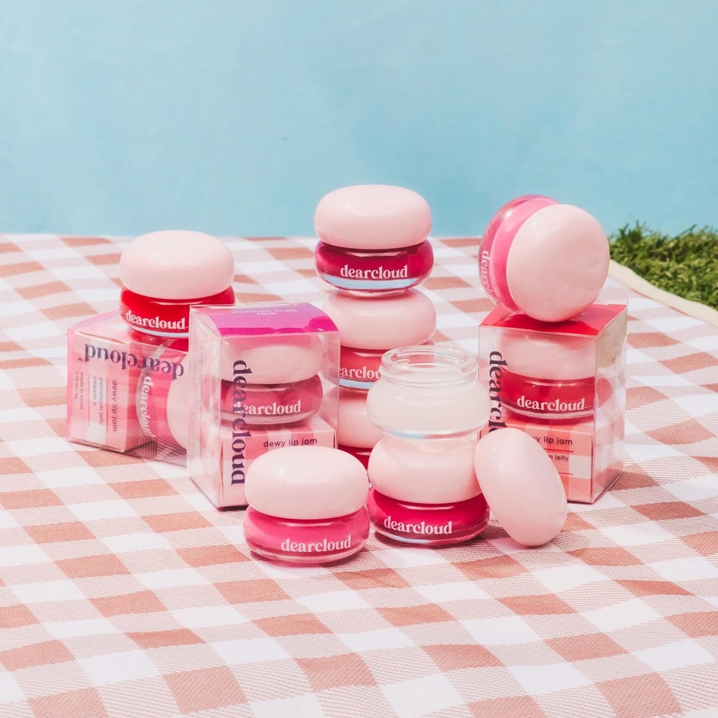 dearcloud Dewy Lip Jam – Hydrating Lip Balm & Gloss with Vitamin E, Korean Skincare (Deep Cherry)
