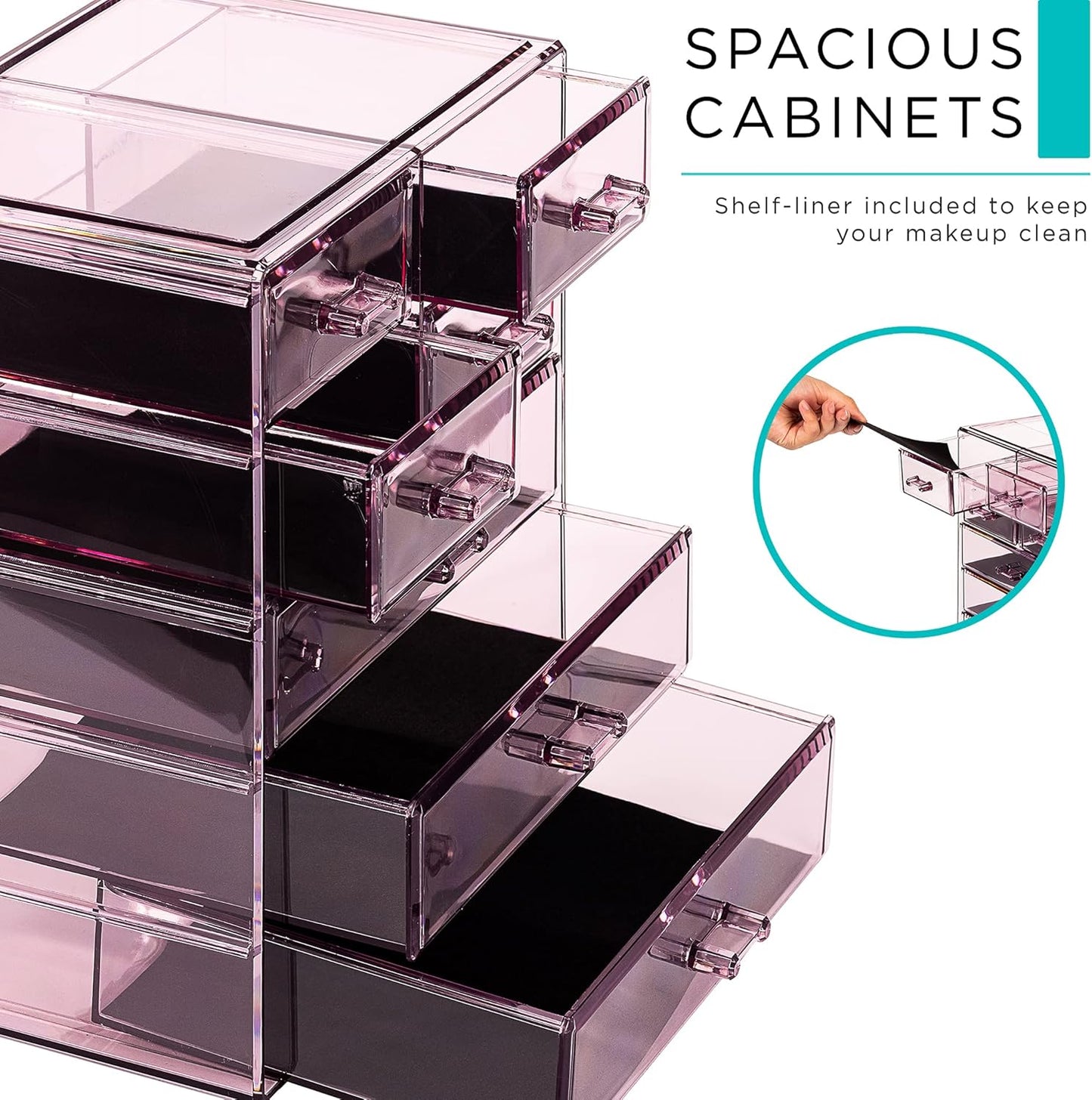 Sorbus Acrylic Makeup Organizer - Organization and Storage Case for Cosmetics Make Up & Jewelry - Big Clear Makeup Organizer for Vanity, Bathroom, College Dorm, Closet, Desk (3 Large, 4 Small Drawers)
