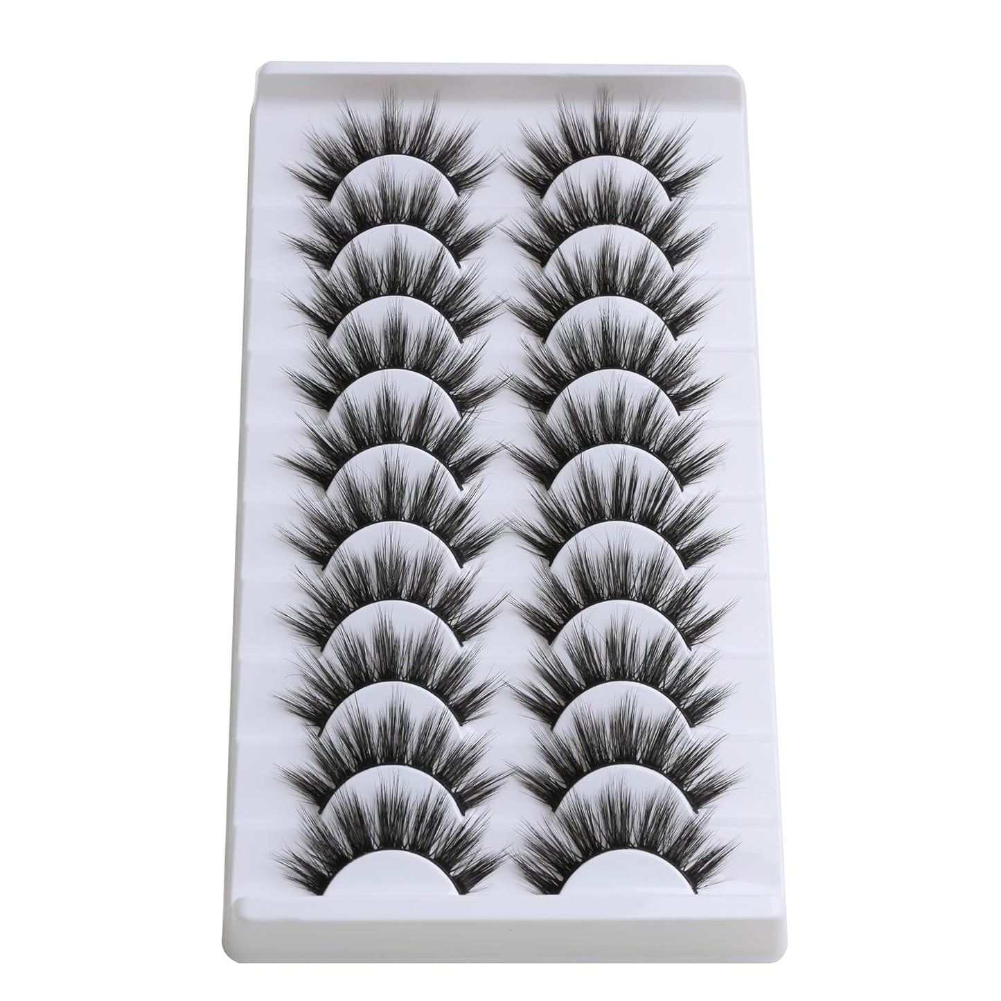 SUNWELL False Eyelashes 18mm Mink Lashes 8D Fluffy Faux Mink Lashes Strip Eye Lashes Soft Reusable Full Volume Fake Eyelashes 10 Pairs Pack