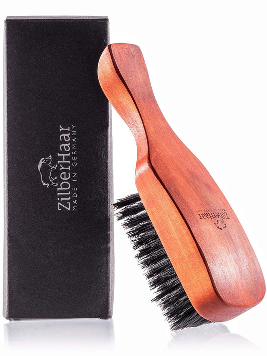 ZilberHaar Major – Men's Hair and Beard Brush – Soft Boar Bristles – Massages and Exfoliates Skin and Scalp – Ideal Men's Grooming Accessory – Made in Europe