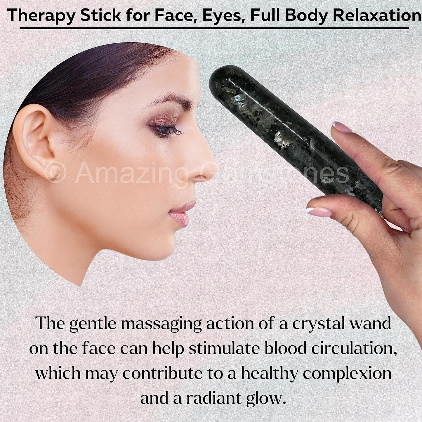 Amazing Gemstone Larvikite Crystal Wand Massage Stick - Pelvic Wand Gua Sha for Adults - Crystals and Healing Stones Massage Wands for Adults Gifts (Smooth)